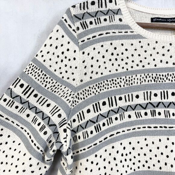 Gudrun Sjoden Favorite Sweater Womens Medium Cotton Rita Geometric Artsy Skandi - Picture 3 of 10
